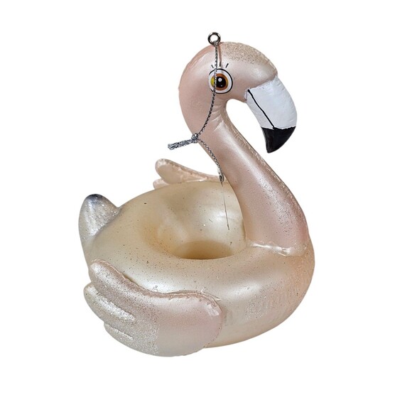ALDIK HOME PAIR OF FLAMINGO FLOAT ORNAMENT HAND BLOWN GLASS NWT - Picture 4 of 9